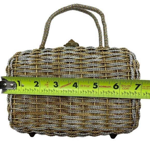 KORET Vintage 60’s Gold & Silver Woven Metal Handbag - Picture 9 of 12